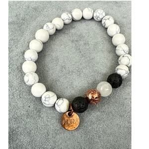 Aura Lava Rock Diffuser Bracelet 18K Gold-Plated Charm
